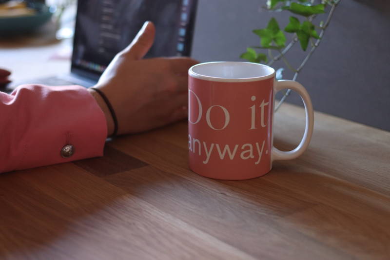 Entrepreneur mug that says "do it anyway"