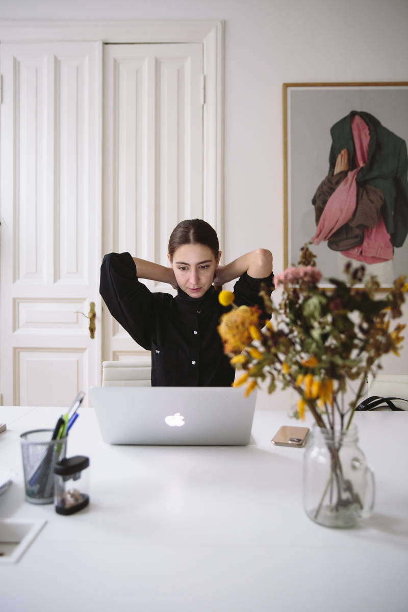Stressed woman working on her laptop