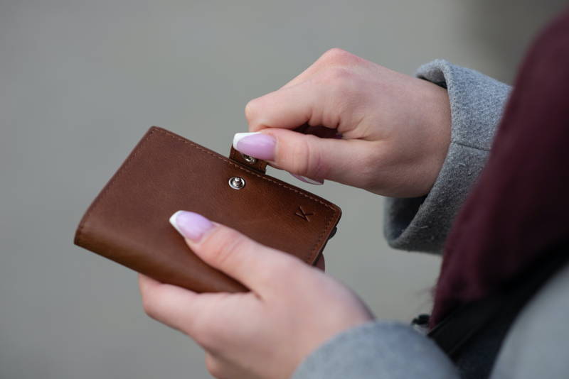 Woman holding a wallet